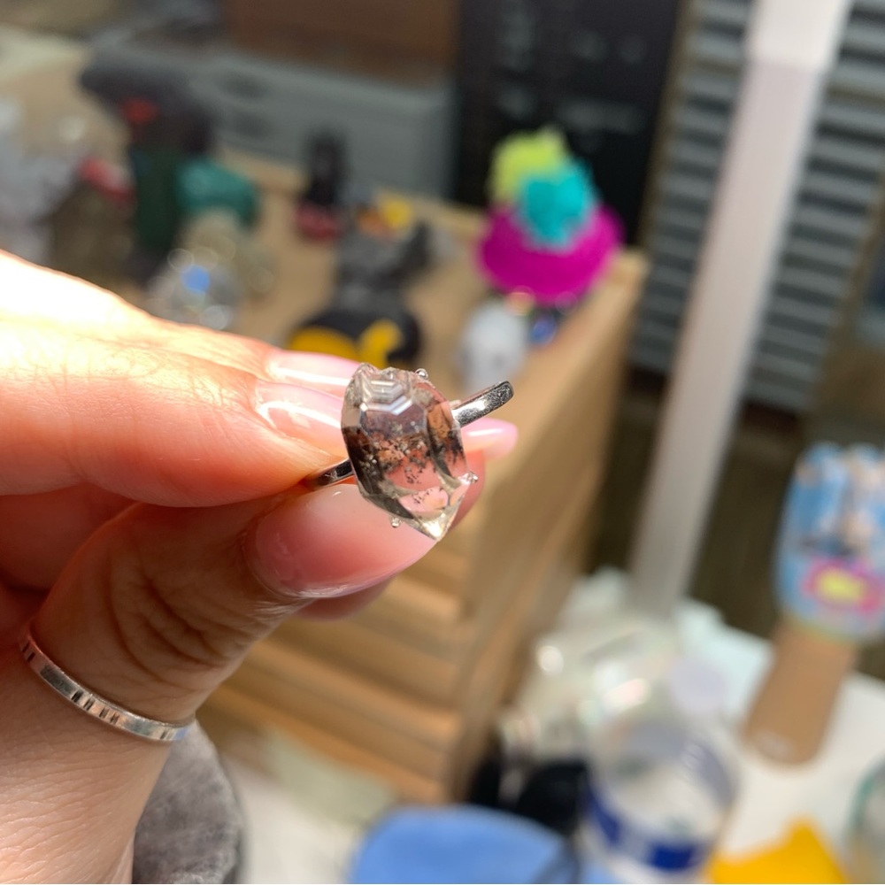 925 adjustable herkimer diamond ring
